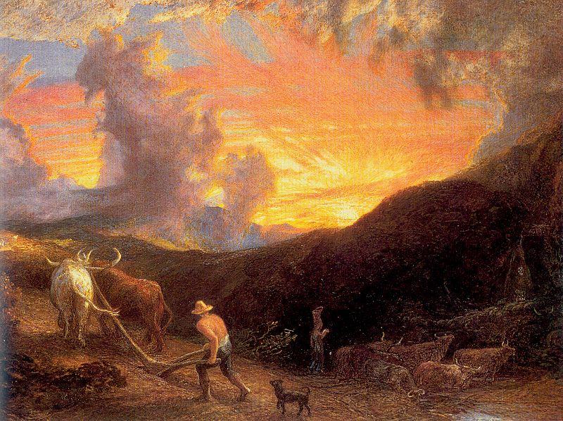 Palmer, Samuel Ploughing at Sunset Spain oil painting art